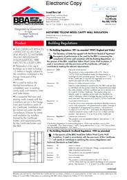 Instafibre Ltd. Instafibre yellow wool cavity wall insulation. Second issue