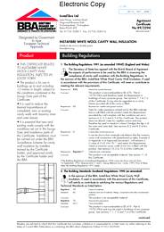 InstaFibre Ltd. Instafibre white wool cavity wall insulation. Second issue