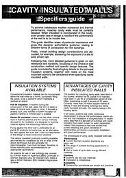 Cavity insulated walls: specifiers guide