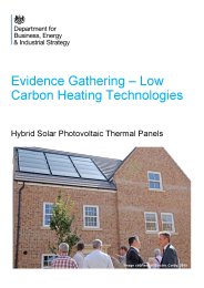 Evidence gathering - low carbon heating technologies. Hybrid solar photovoltaic thermal panels