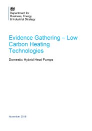 Evidence gathering - low carbon heating technologies. Domestic hybrid heat pumps