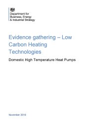 Evidence gathering - low carbon heating technologies. Domestic high temperature heat pumps