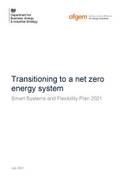 Transitioning to a net zero energy system. Smart systems and flexibility plan 2021