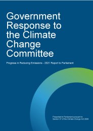 Government response to the Climate Change Committee. Progress in reducing emissions - 2021 report to Parliament