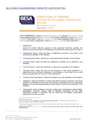 Conditions of trading - contract for the supply of goods and services. BESA standard contract