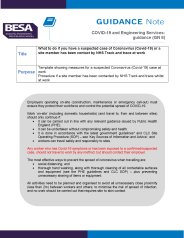 COVID-19 and engineering services: guidance (GN 8) - what to do if you have a suspected case of Coronavirus (Covid-19) or a site member has been contact by NHS Track and trace at work