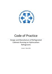 Code of practice for the design and manufacture of refrigerated cabinets running on hydrocarbon refrigerants