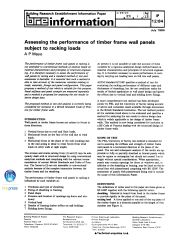 Assessing the performance of timber frame wall panels subject to racking loads