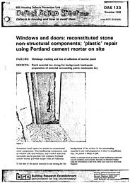 Windows and doors: reconstituted stone non-structural components, 'plastic' repair using Portland cement mortar - specification