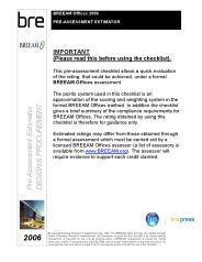 BREEAM offices 2006. Pre-assessment estimator - design and procurement (superseded by BREEAM offices 2008 assessor manual, but still applies to projects registered before 1st August 2008)