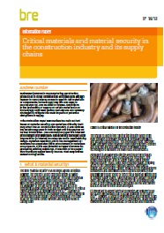 Critical materials and material security for the construction industry and its supply chain