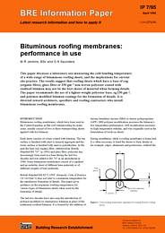 Bituminous roofing membranes: performance in use