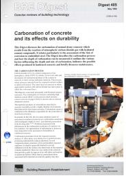 Carbonation of concrete and its effects on durability