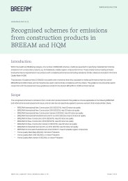 Recognised schemes for emissions from construction products in BREEAM and HQM