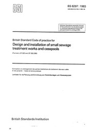 Code of practice for design and installation of small sewage treatment works and cesspools (AMD 6150) (Withdrawn)