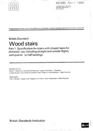 Wood stairs. Specification for stairs with closed risers for domestic use, including straight and winder flights and quarter or half landings (AMD 6510)
