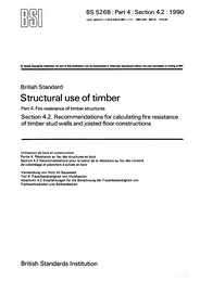 Structural use of timber. Fire resistance of timber structures. Recommendations for calculating fire resistance of timber stud walls and joisted floor constructions (Withdrawn)