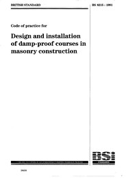 Code of practice for design and installation of damp-proof courses in masonry construction