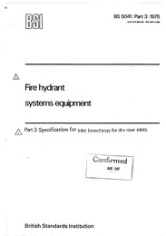 Specification for fire hydrant systems equipment. Specification for inlet breechings for dry riser inlets (AMD 5504)