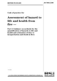 Code of practice for assessment of hazard to life and health from fire. Guidance on methods for the quantification of hazards to life and health and estimation of time to incapacitation and death in fires