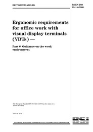 Ergonomic requirements for office work with visual display terminals (VDTs). Guidance on the work environment