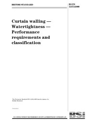 Curtain walling - watertightness - performance requirements and classification