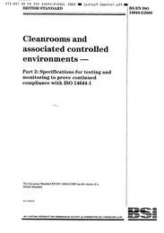 Cleanrooms And Associated Controlled Environments. Specifications For ...