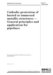 Cathodic protection of buried or immersed metallic structures - General principles and application for pipelines (Withdrawn)