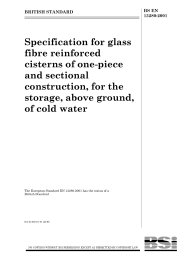 Specification for glass fibre reinforced cisterns of one-piece and sectional construction, for the storage, above ground, of cold water