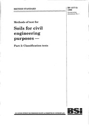Soils for civil engineering purposes. Classification tests (AMD 9027) (Withdrawn)