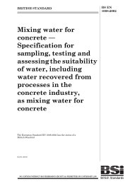 Mixing water for concrete - Specification for sampling, testing and assessing the suitability of water, including water recovered from processes in the concrete industry, as mixing water for concrete
