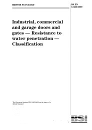 Industrial, commercial and garage doors and gates - Resistance to water penetration - Classification