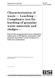 Characterisation of waste - Leaching - Compliance test for leaching of ...