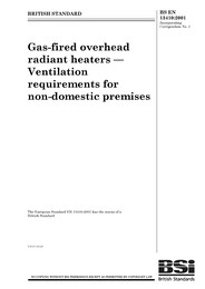 Gas-fired overhead radiant heaters - Ventilation requirements for non-domestic premises (AMD Corrigendum 14085)