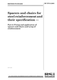 Spacers and chairs for steel reinforcement and their specification. Fixing and application of spacers and chairs and tying of reinforcement