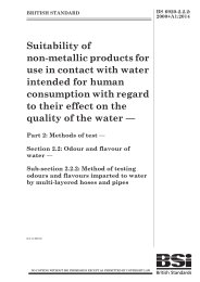 Suitability of non-metallic products for use in contact with water intended for human consumption with regard to their effect on the quality of water. Methods of test. Odour and flavour of water. Method of testing odours and flavours imparted to water by hoses and composite pipes and tubes (+A1:2014)