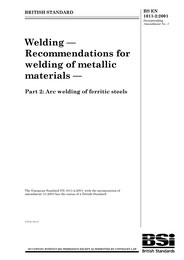 Welding - Recommendations for welding of metallic materials. Arc welding of ferritic steels (AMD 14926)