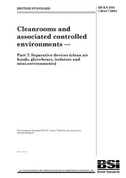 Cleanrooms and associated controlled environments. Separative devices (clean air hoods, gloveboxes, isolators and mini-environments)