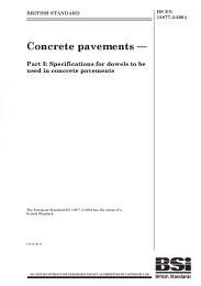 Concrete pavements. Specification for dowels to be used in concrete pavements