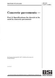 Concrete pavements. Specification for dowels to be used in concrete pavements
