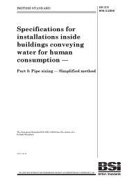 Specifications for installations inside buildings conveying water for human consumption. Pipe sizing - Simplified method