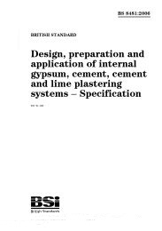 Design, preparation and application of internal gypsum, cement, cement and lime plastering systems - specification