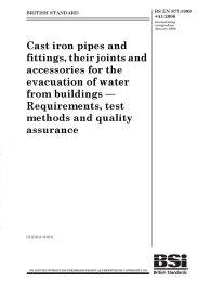 Cast iron pipes and fittings, their joints and accessories for the evacuation of water from buildings - requirements, test methods and quality assurance (+A1:2006) (incorporating corrigendum January 2008) (Withdrawn)