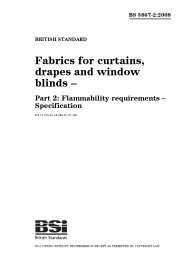 Fabrics for curtains, drapes and window blinds. Flammability requirements - specification