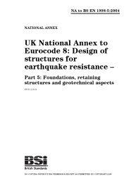 UK National annex to Eurocode 8: Design of structures for earthquake resistance. Foundations, retaining structures and geotechnical aspects