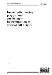 Impact attenuating playground surfacing - Determination of critical fall height (Withdrawn)