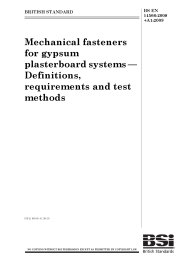 Mechanical fasteners for gypsum plasterboard systems - Definitions, requirements and test methods (+A1:2009)