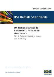 UK National Annex to Eurocode 1: Actions on structures. Actions induced by cranes and machinery