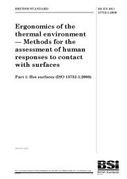 Ergonomics of the thermal environment - methods for the assessment of human responses to contact with surfaces. Hot surfaces (ISO 13732-1:2006)