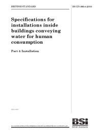 Specifications for installations inside buildings conveying water for human consumption. Installation